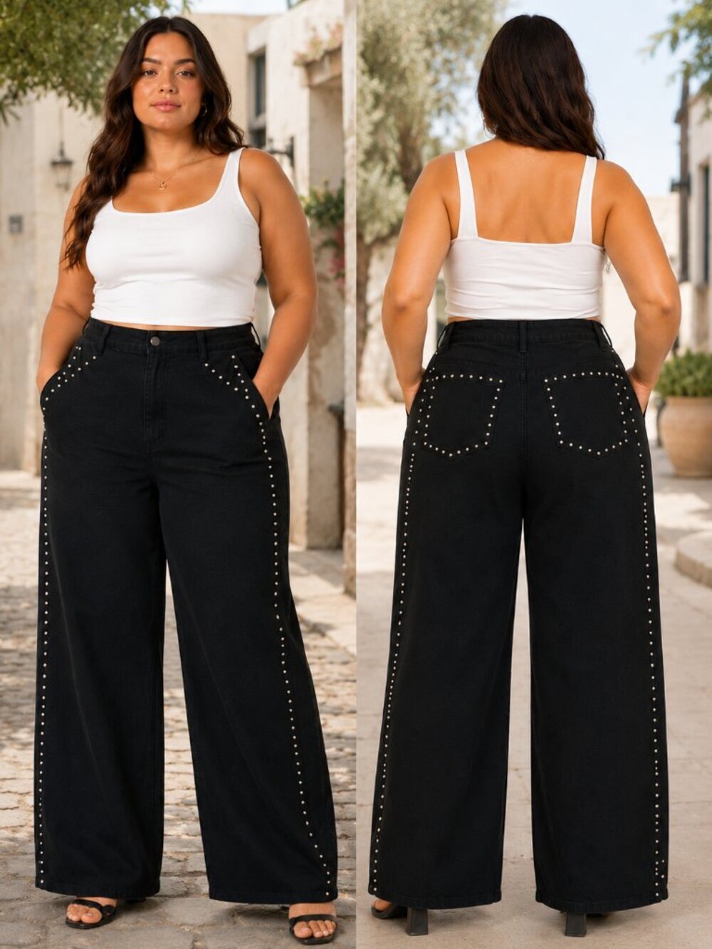 Plus Size Vintage Washed Black Straight Leg Jeans